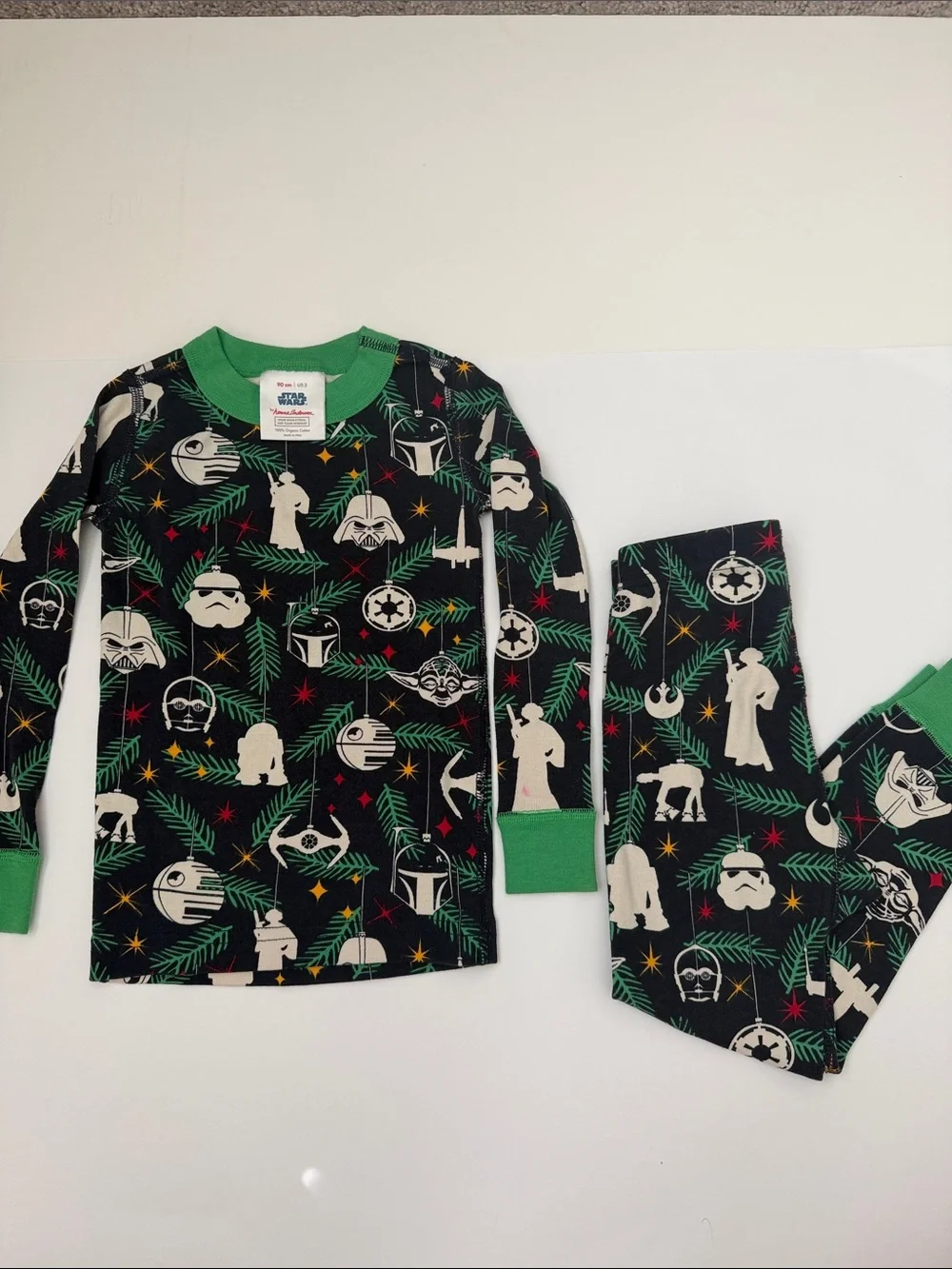 Hanna Andersson Black, Green & Cream Star Wars Christmas Kids Pajama Set
